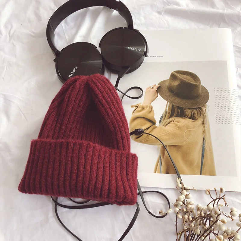 wine red Детские трикотажные шапки, зимние теплые детские вязаные шапки для мальчиков, шапка для маленьких девочек, Casquette baby Bonnet - Цвет: wine red