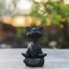 New Black Buddha Cat Figurine Meditation Yoga Collectible Happy Cat Decor Art Sculptures Garden Statues Home Decor 1