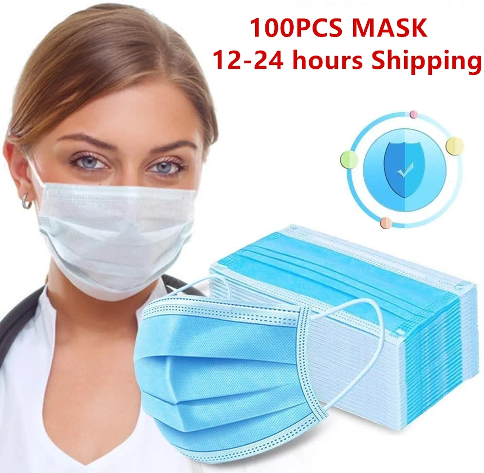 Mascarilla protectora desechable antipolvo, 3 capas de filtro, respirador con elásticos para las orejas, envío en 24 horas