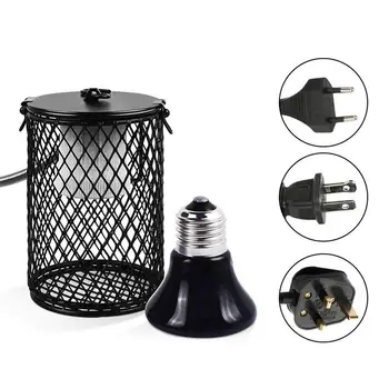 

Pet Heated Lamp Scald Proof Ceramic Heating Lamp Set With Safety Cage Emitter Heat Lamp Pet Supplies Chickens Reptile Lamp