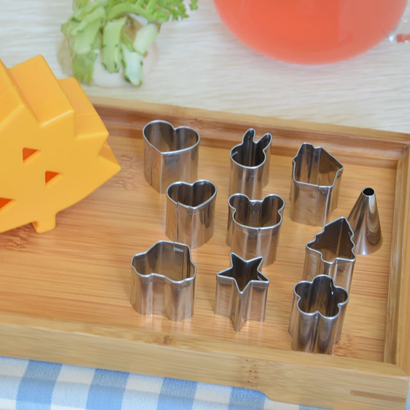 Fruit Cutter Mould Hedgehog Box Design Mini Stainless Steel Mould Biscuit Ham Kids Bento Decoration Tools 10pcs/Set cookie cutter