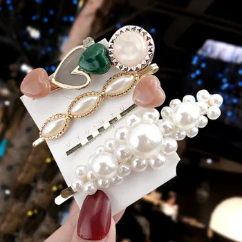 

4 Pieces Fashion Retro Crystal Pearl Hairpin Metal Hairpin Lady Hair Accessories Acrylic Hairpin Hairstyle Design Tool Hairpin