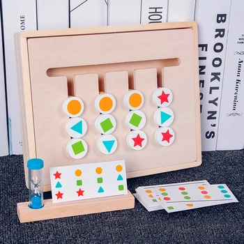 

Wooden toys Montessori teaching aids four-color game enlightenment logical thinking orientation training puzzle children toys