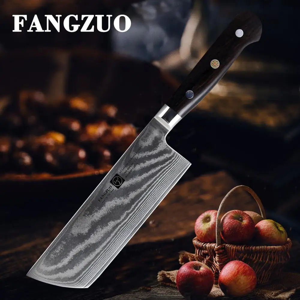 FANGZUO 6,5 Дюймов Китайский Кливер дамасский нож шеф-повара кухонный нож с деревянной ручкой нож сантоку нарезка разделочная