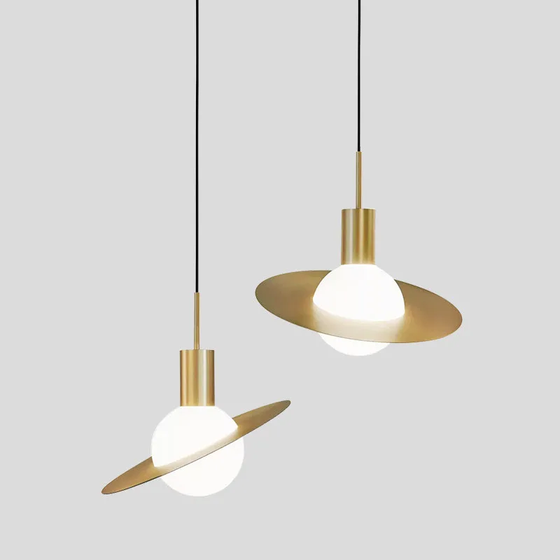 Nordic Creative Saturn Copper Pendant Lights for Living Room Bedroom Children's Bar Hanging Lamp home deco Light Fixt | Лампы и