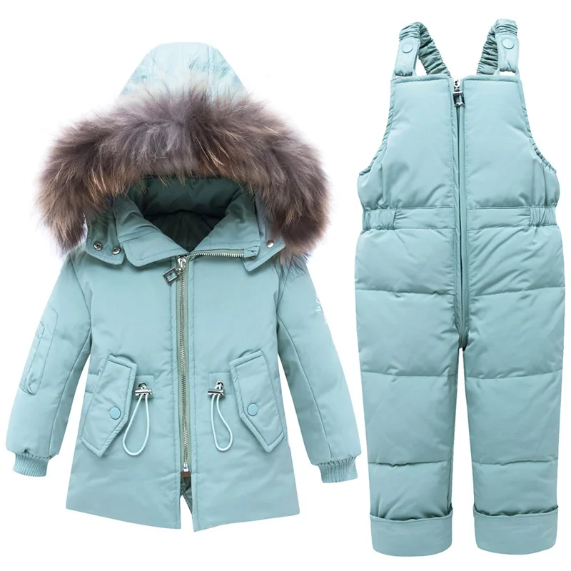 

Winter Children's Snowsuit Boy Clothing Set Kids Down Jacket Overalls for Girl Baby Warm Park Hooded Coat+Pant Infant Overcoat