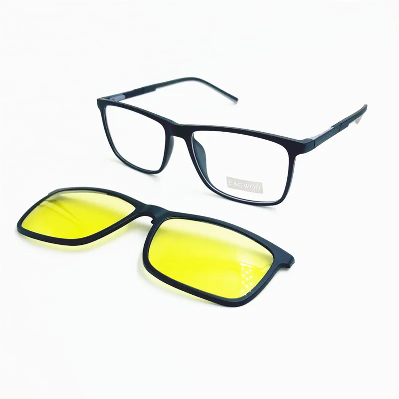 Magnet Eyeglasses Full Rim Optical Frame Polarized Night Driving Photochromic Blue Ray Block Clip Multi Use Glasses