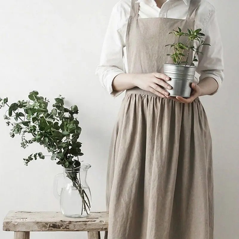 Useful Skirt Apron Brief Nordic Skirt Cotton Linen Apron Coffee Shops And Flower Shops Work Cleaning Aprons For Woman Washing