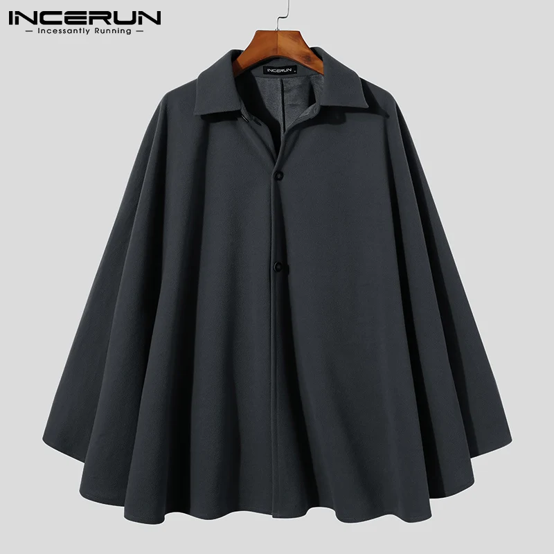INCERUN Fashionable Ponchos New Men's Autumn Winter Casual Sleeveless Cloak Male Loose Comfortable Buttons Cape Coat S-5XL 2021