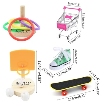 

Bird Training Toys Shopping Cart Basketball Hoop Stacking Ring Skatebord Sneaker M76D