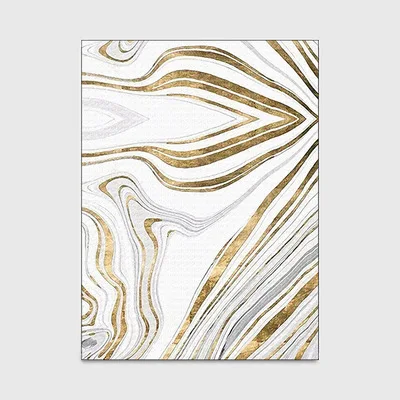 Fashion Nordic style Gold Abstract lines Abstract lines floor mat bedroom Crystal velvet carpet custom made living room door mat - Цвет: A