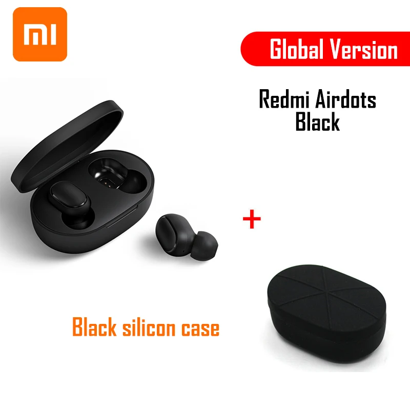 Глобальная версия Xiaomi Redmi Airdots TWS Bluetooth наушники стерео бас BT 5,0 Eeadphones с микрофоном свободные Наушники управление AI - Цвет: Black case