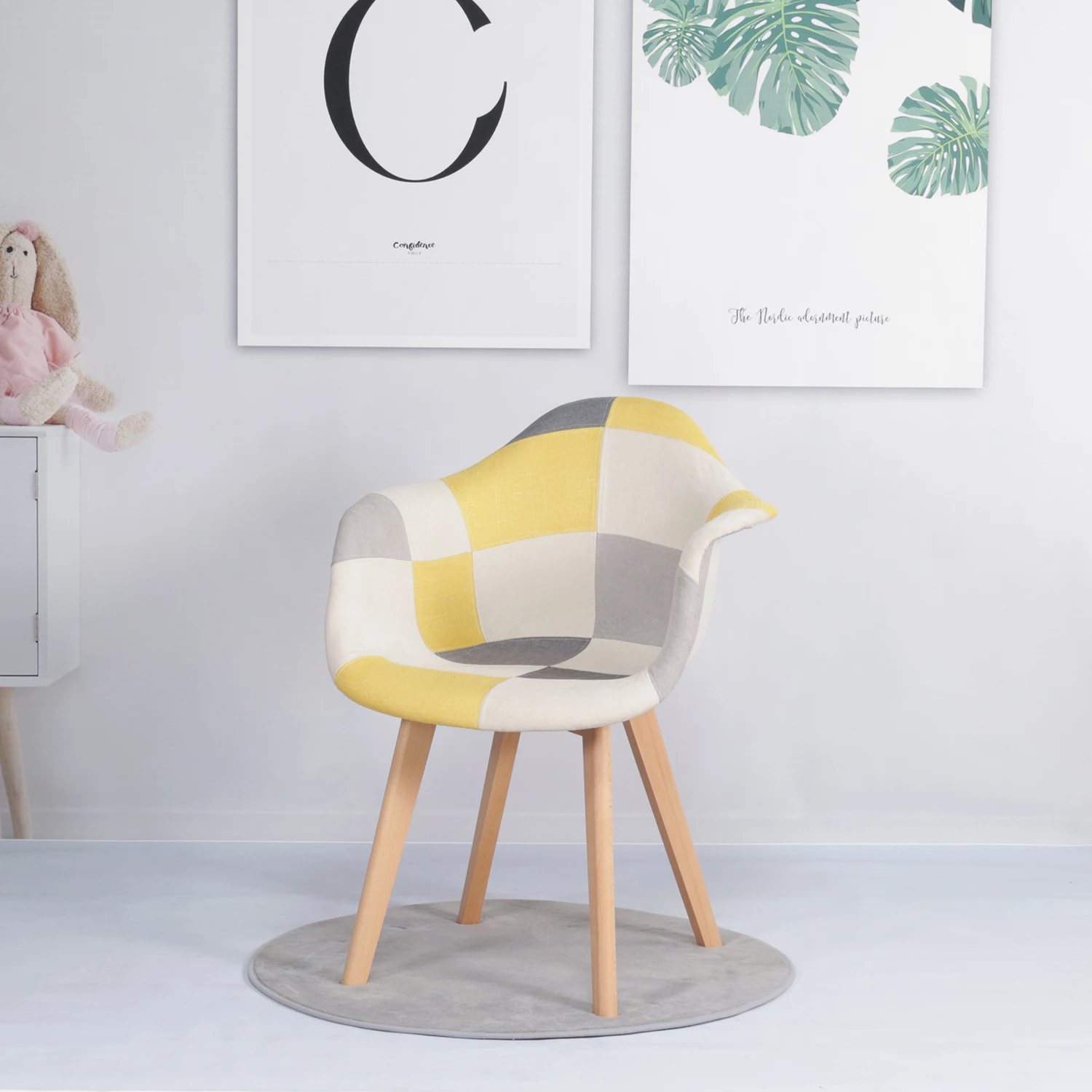 Set aus 2 nordischen Esszimmerstühlen, Schlafzimmer-Designer-Sessel mit Rückenlehne, schlichter, moderner Balkon-, Ankleide-, Wohnzimmer-, Hotel- und Freizeitstuhl – Detail 3