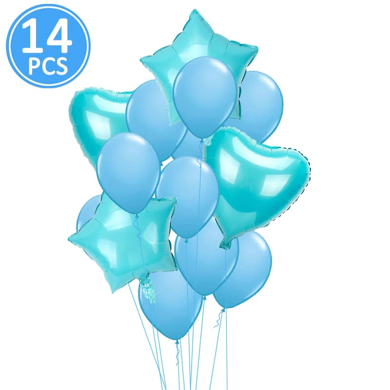 14pcs blue 1 Первый день рождения мальчик вечерние голубые серебряные конфетти воздушные Шары Баннер 1-й декорации с днем рождения ребенок мой 1 год Декор ко дню рождения - Цвет: 14pcs blue 1