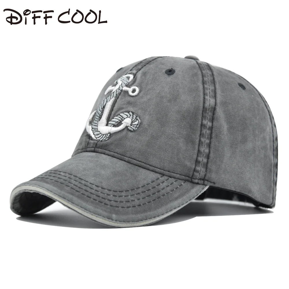 DIFF COOL Wholesale Cotton Baseball Caps do old pirate ship anchor gorras wash cap Black Cap Dad Hats High Quality snapback | Аксессуары