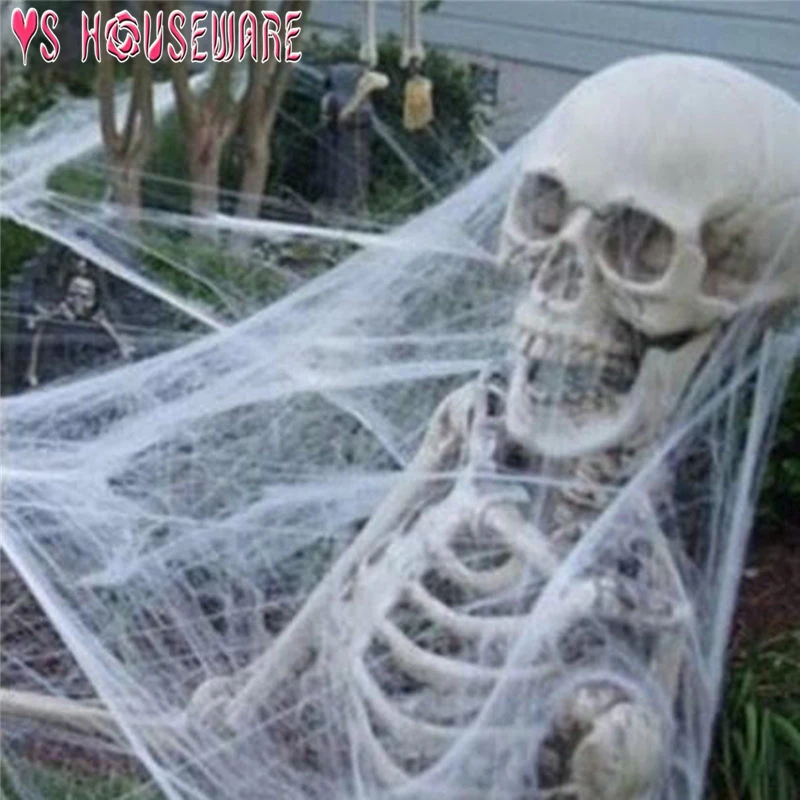 Halloween horror party scene props a variety of colors elastic spider web bar haunted house decoration scene layout