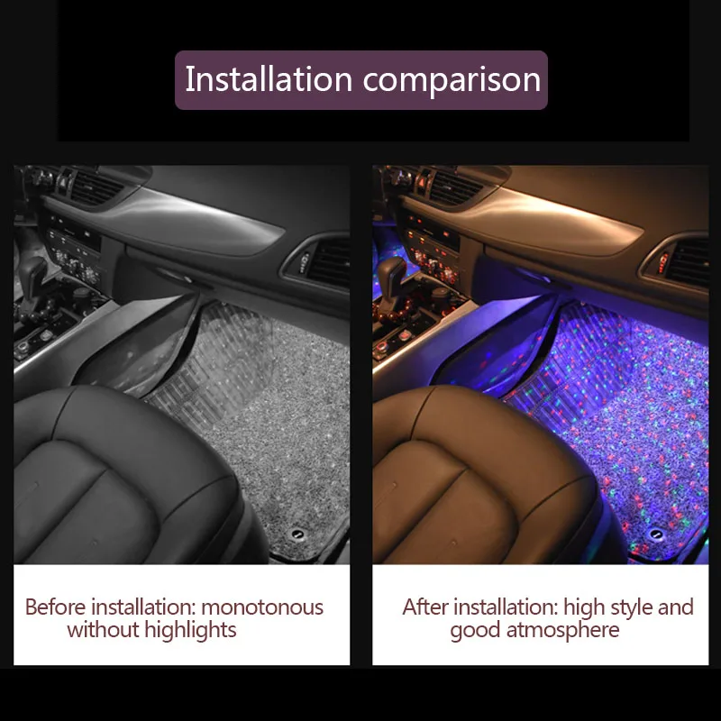 Автомобильный атмосферный светильник, светодиодный мини-атмосферный Звездный светильник, авто RGB интерьерная неоновая декоративная лампа, RGB музыкальный ритм, сенсорное управление звуком