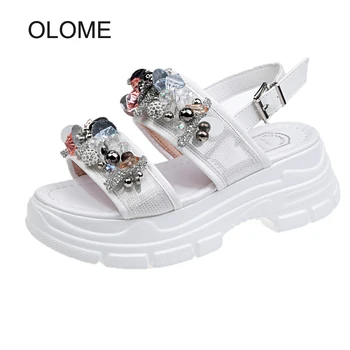 

2020 Summer New Shoes Women Female Leisure Sandals With Crystals Thick Bottom Rhinestones Footware Lady Casual Chunky Chaussures