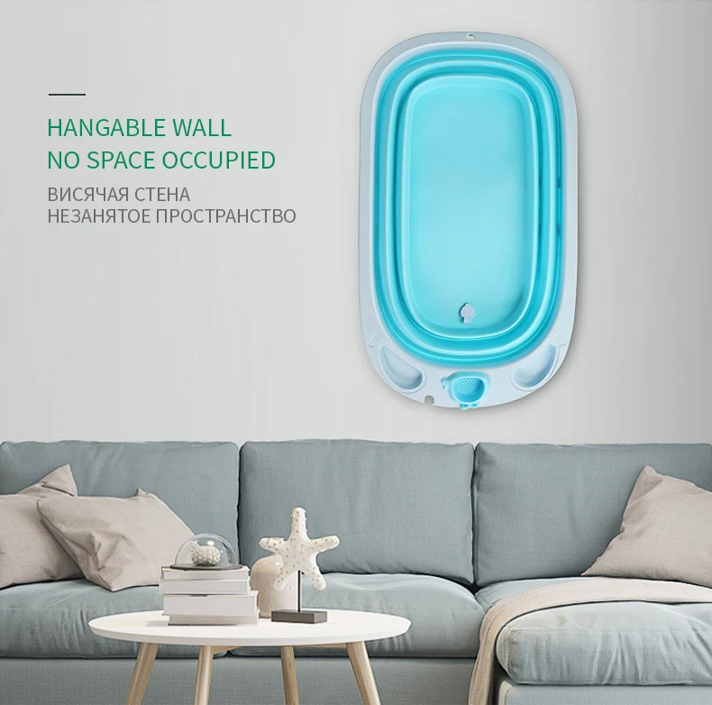 Portable Folding Baby Bath Tub Large Size Anti-Slip Bottom Non-Toxic Material Infant Bathtub Bucket for Baby Bathing