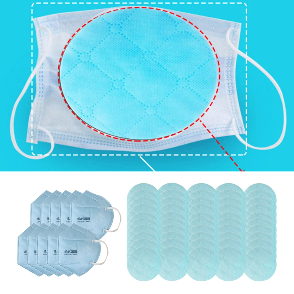 

10x KN95 Mouth Mask Protective Dustproof Mask + 50x 3-Layers Mask Gasket Mat