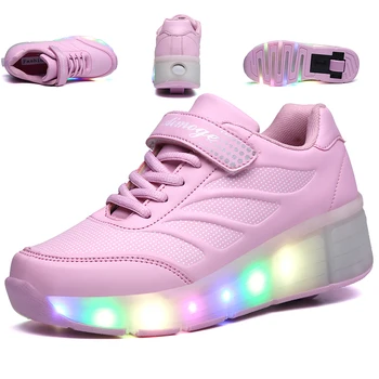 

HYFMWZS 2020 Fashion New Children Single Wheel Scooter Color Changing LED Light USB Charge Invisible Skates 27-42