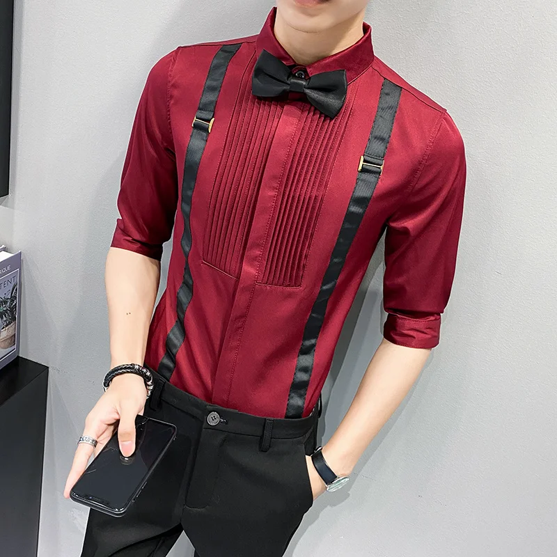 Tuxedo Dress Shirt Men Clothing 