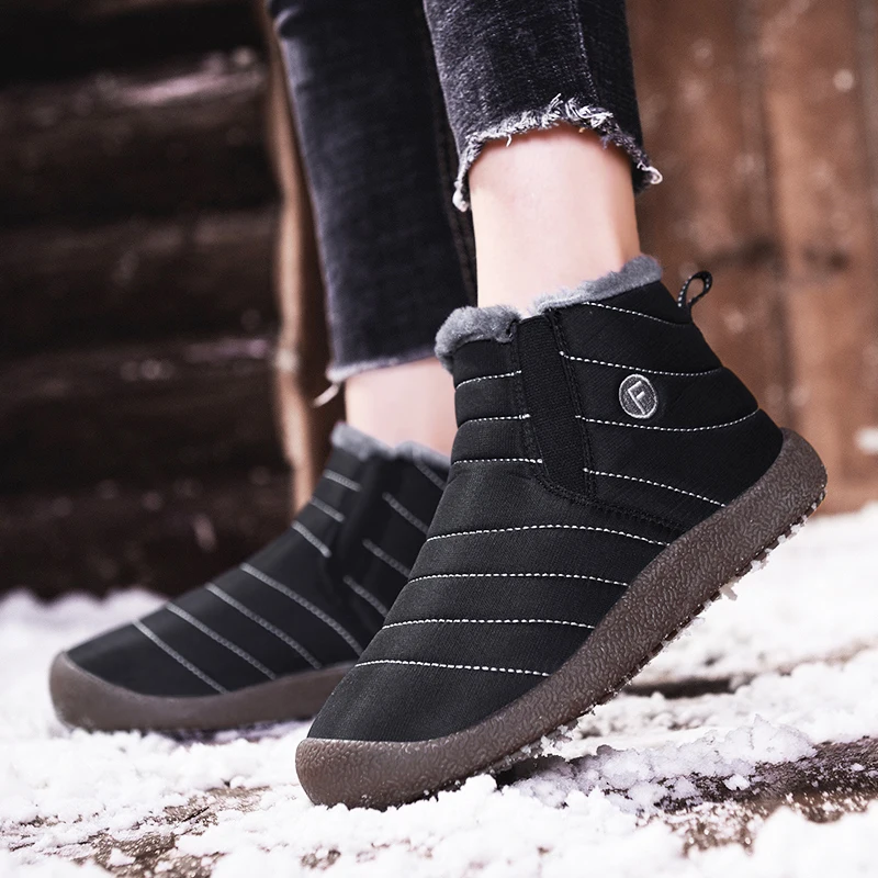 

Ankle Boots Winter Boots Unisex Couples New Solid Color Men Snow Boots Plush Inside Anti Skid Bottom Warm Waterproof Ski Shoes