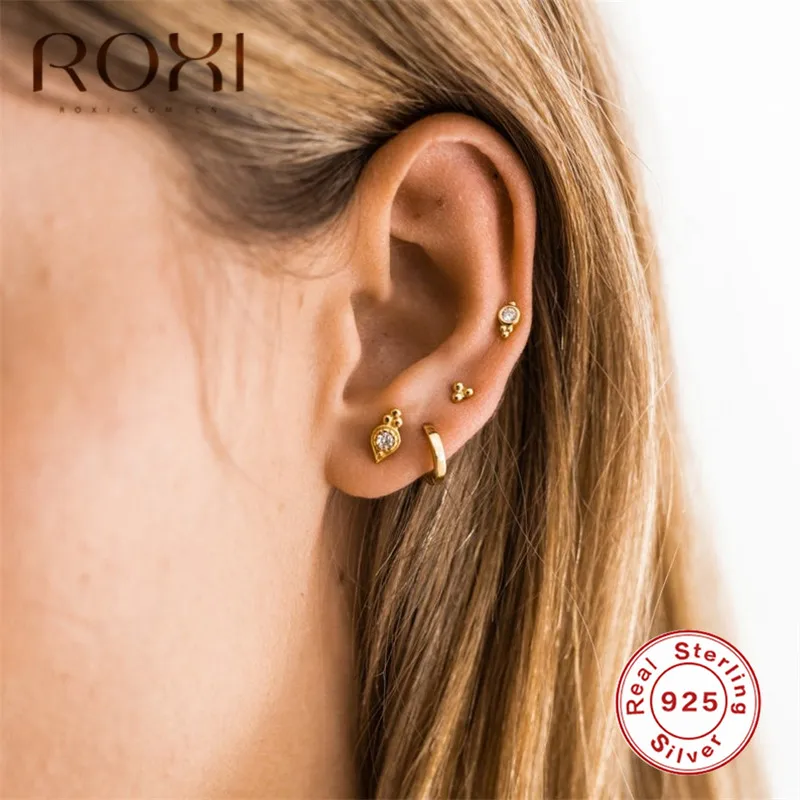 ROXI CZ AAA циркониевые хрустальные маленькие серьги-гвоздики свадебные серьги из стерлингового серебра 925 пробы для женщин минималистичные серьги, ювелирные изделия