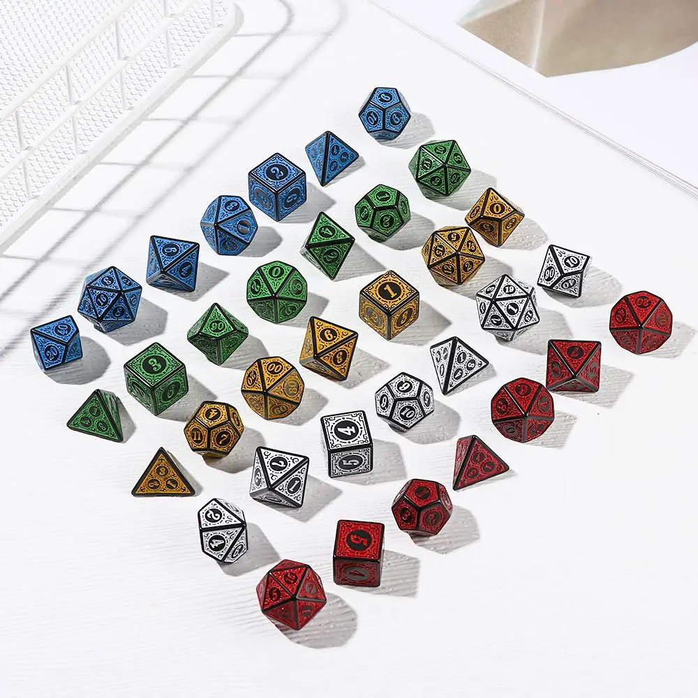

D4 D6 D8 D10 7-Die Polyhedral игровой аксессуар с блестками набор костей