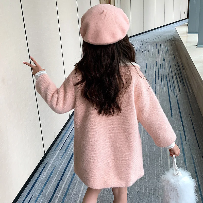 Детская зимняя куртка для девочек, пальто норковые вельветовые толстые теплые куртки детская верхняя одежда розовая принцесса на пальто Одежда для девочек 13 14 лет