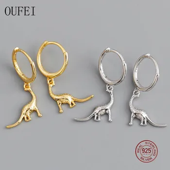

Crafts Earring Dinosaur 925 Sterling Silver Animal Round Hoop earrings For Women Luxury Accessories Jewelry Small Earrings