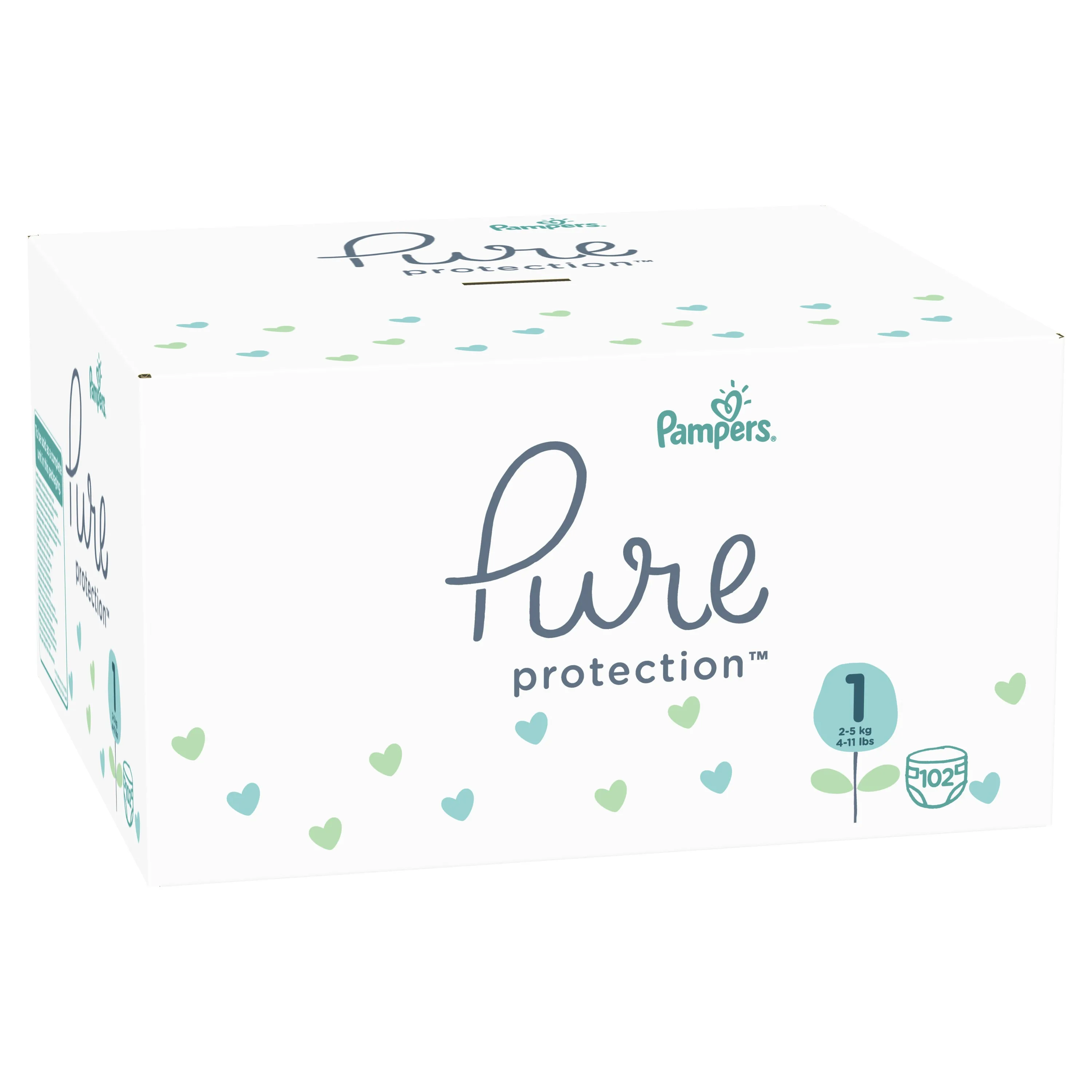 Подгузники Pampers Pure Protection 2-5 кг размер 1 102 шт. | Мать и