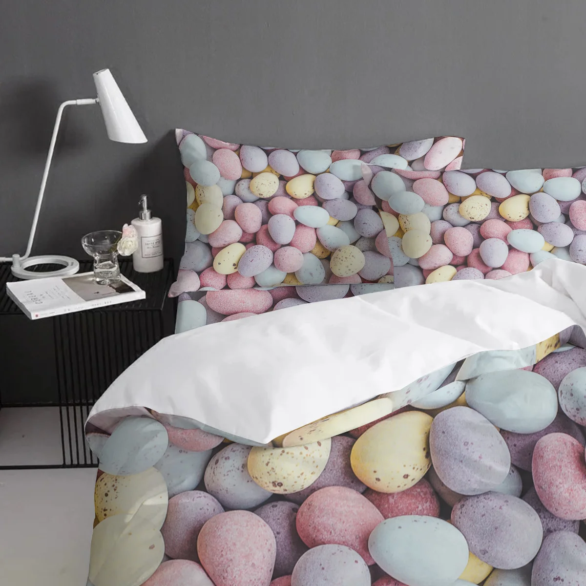 Цветной галька пододеяльник набор Винтаж цветочный дизайн ногтей коллекция 3/4 шт. Постельное белье Простыня накидка для подушек набор