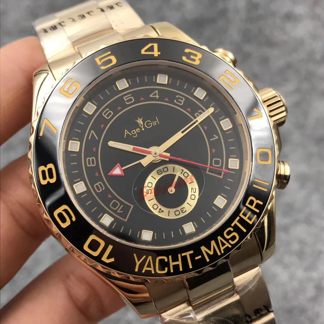 

Famous Brand New Men Watch Automatic Mechanical Blue Ceramic Bezel Stainless Steel GMT Sapphire YACHT Yellow Gold Limited Sport