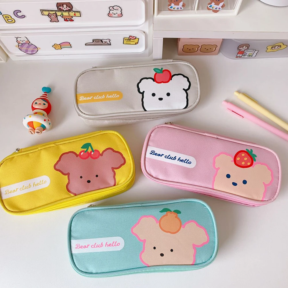 Estuche escolar Kawaii estudiantes, de lápices de dibujos animados de Japón, Corea, moda de gran capacidad, estuche para bolígrafos, bolsa de maquillaje para para niñas|Bolsas y estuches cosméticos| -