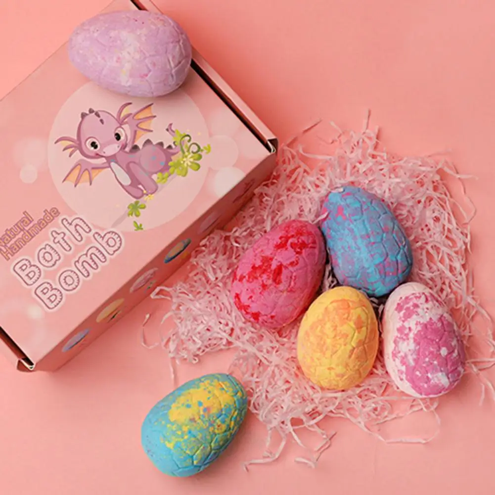 6Pcs/Set Bath Salts Bath Bomb Dinosaur Egg Shape Aromatic Gently Clean Plant Extract Bubble Soap Home Children Ball for Kid