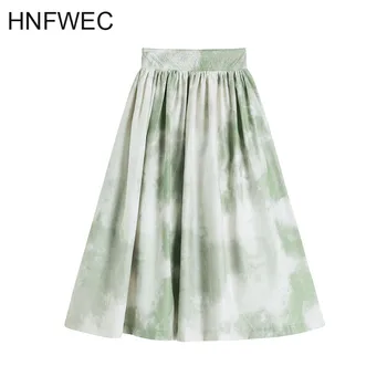 

Print Skirt For Women High Waist Ruched Hit Color Minimalism Large Size Loose Skirts Female 2020 Summer New Clothing Tide K304