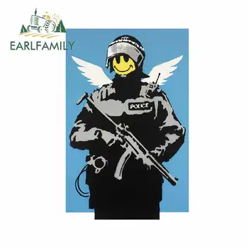 

EARLFAMILY 13cm x 8.5cm For Banksy Smile Laptop Decals Interesting Car Stickers Car Accessories Occlusion Scratch Decoration