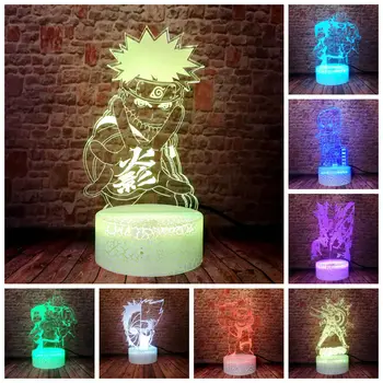 

Anime Figure Naruto Flashing Model 3D Illusion LED Desk Nightlight Colorful Changing Light Manga Cartoon Figuras Light-up Toys