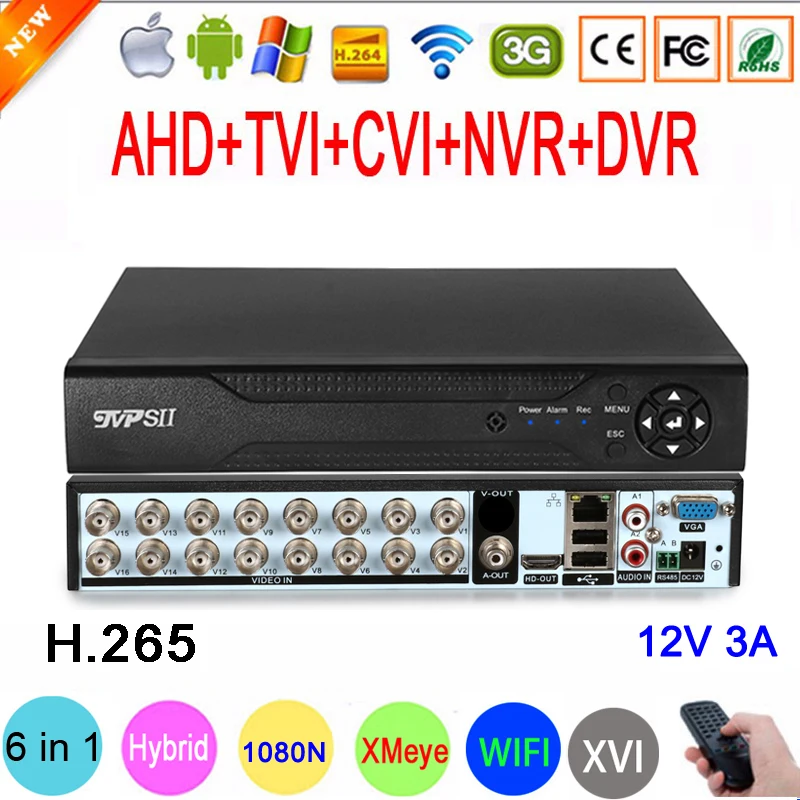 Камера видеонаблюдения с функцией распознавания лиц 1080P 12 В 3 А XMeye H.265 + 16 каналов