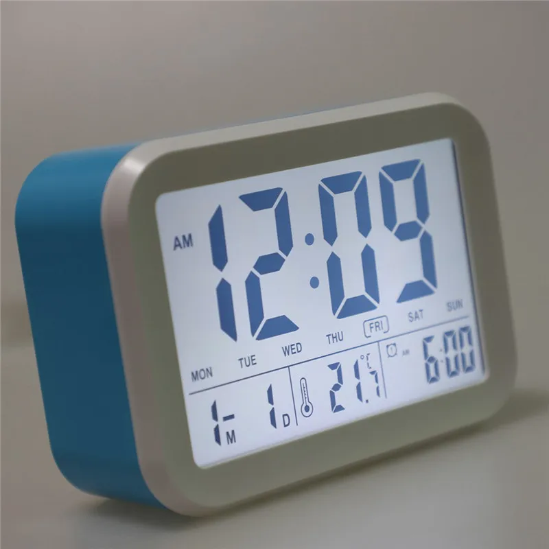 Горячий-цифровой будильник, говорящие часы с 3 будильниками 7 звуков опциональный будний день будильник, интеллектуальная фосфоресцирующая и повтора функция