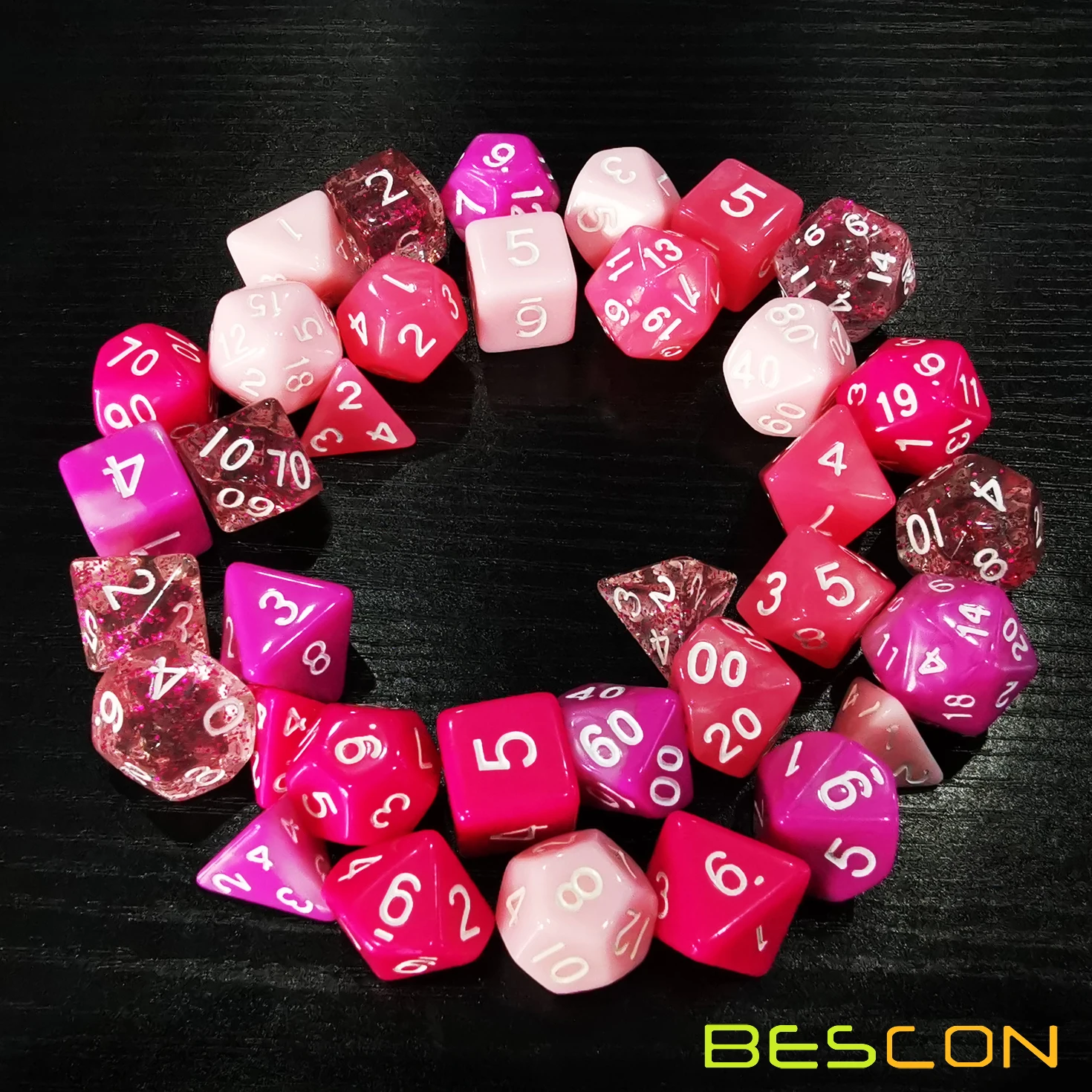 Bescon многогранные ролевые Игральные Кости полный 35 шт набор цветов, DND ролевые игры игральные кости 5X7 шт