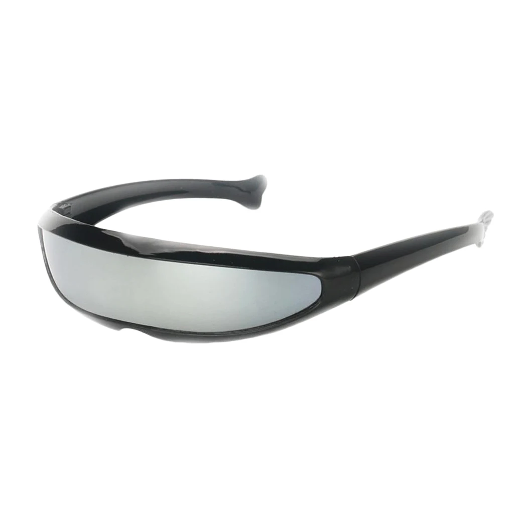 Funny Plastic Color Mirrored Single Lens Visor Sunglasses Cyclops Cosplay Glasses