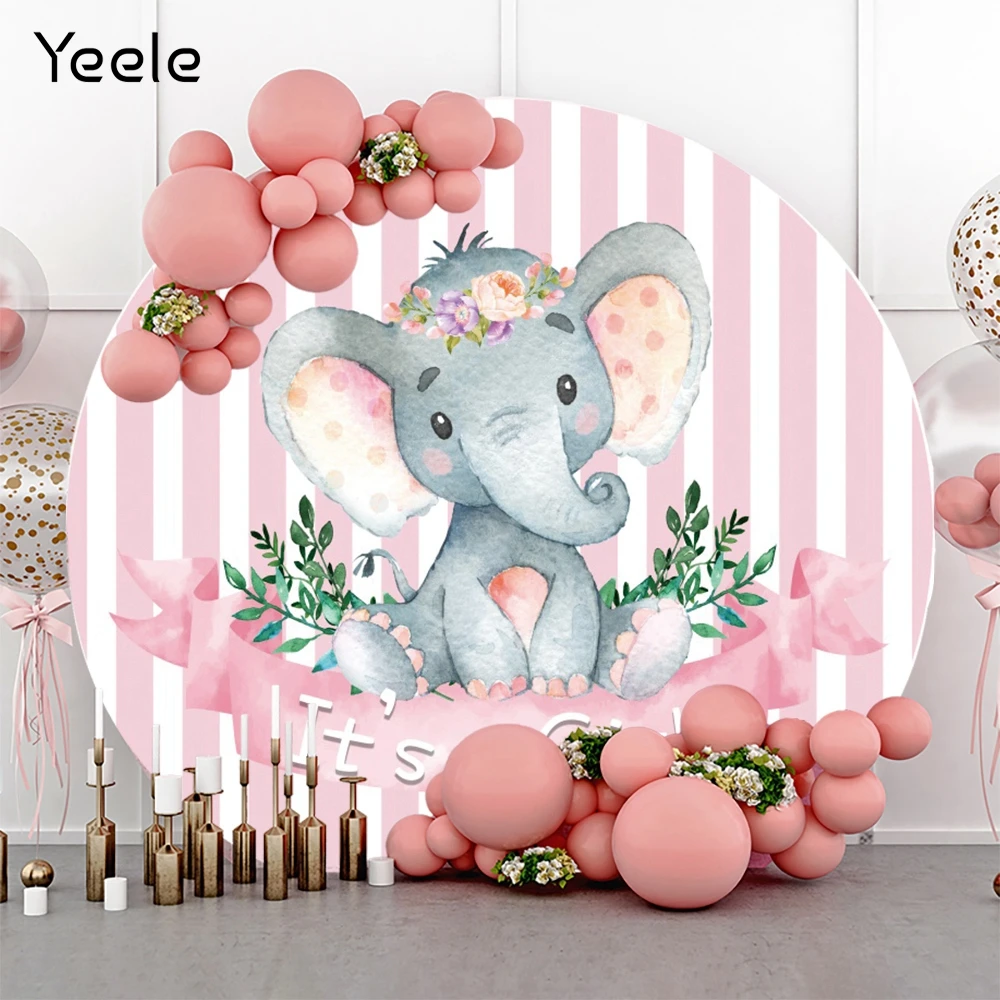 YEELE Cute Elephant Driver Backdrop 12x8ft Yellow Color Baby Shower Photography Background Hand Drawing Heart Kids Infant Newborn Photos Digital Wallpaper Photobooth Studio Props