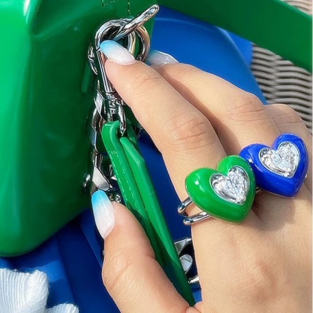 Metallic Heart Ring - Blue - Woman - Rings 