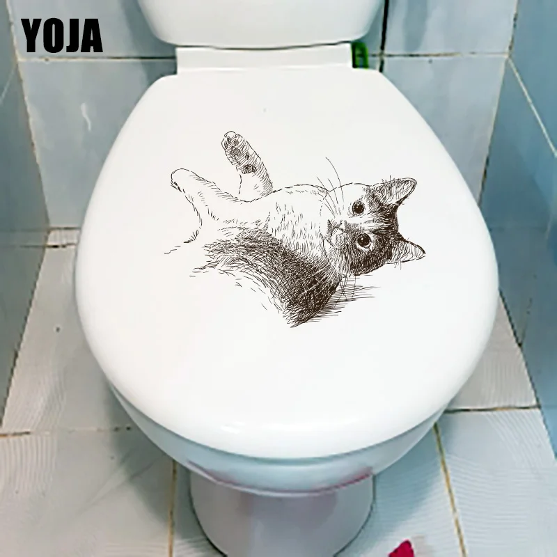 

YOJA 25,3 × 19,3 см милый Кот Милая домашняя обувь с рисунком детская комната стены наклейки Ванная комната туалет Декор наклейки T1-2952