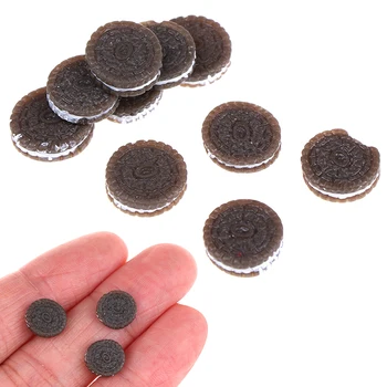 

10pcs/lot 1:12 Kawaii Chocolate Cookies Miniature Dollhouse Kitchen Decoration Bakery Mini Food Pretend Play Toys