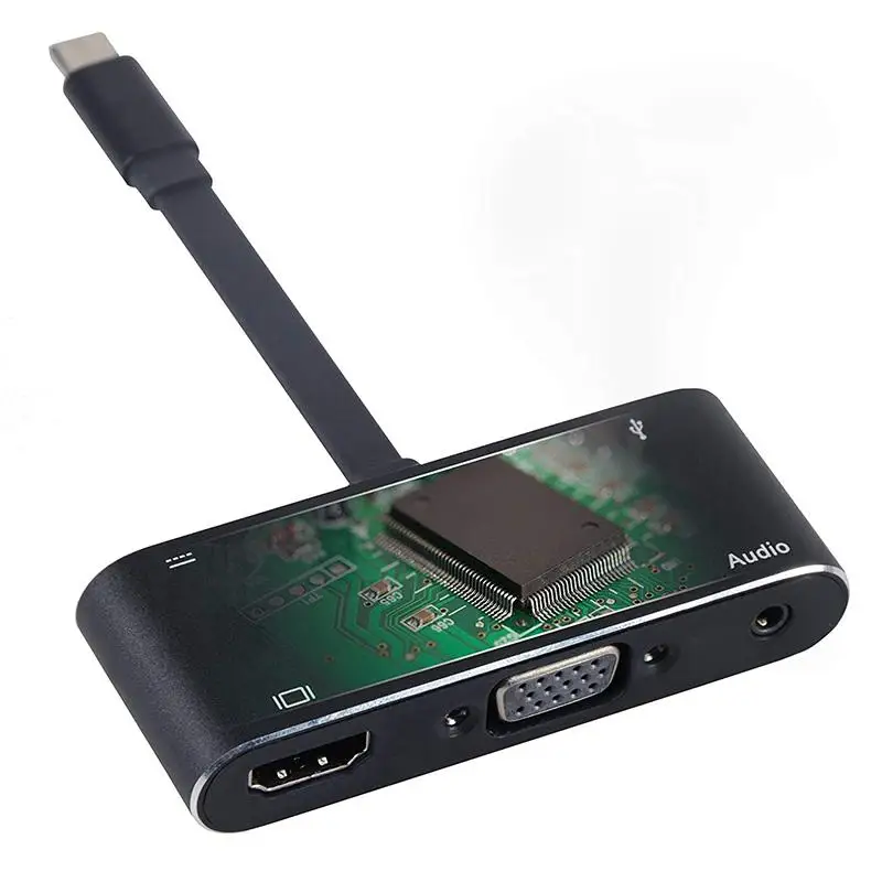 Тип-c концентратор USB 3,1 док-станция к HDMI/VGA/аудио/USB 3,0 порт+ USB C порт(PD) конвертер для Macbook для переключателя NAND
