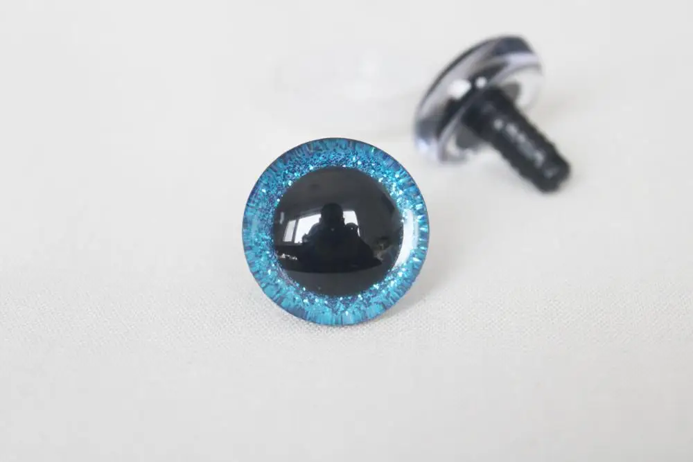 20pcs---9-12-14--16-18- 20 -24--30-35mm clear 3D glitter eyes plastic safety toy eyes long stem + glitter fabric + washer 12
