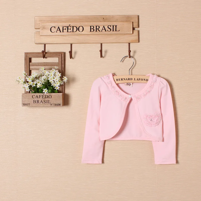 

Spring and Autumn New Children's Cape Jacket Jacket Pearl Button Neck Embroidery Middle and Small Kids Cardigan
